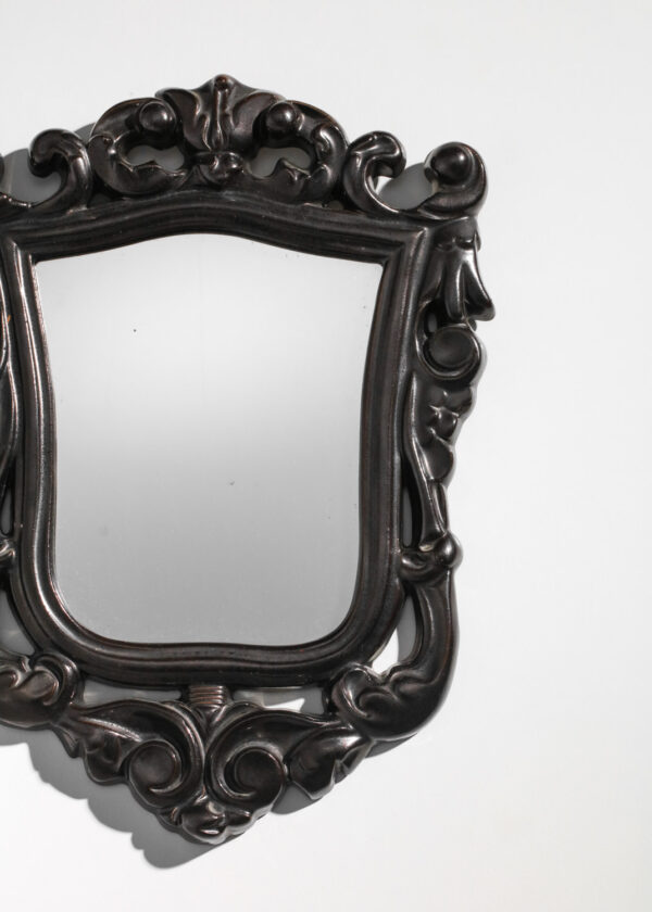 Miroir en céramique noir décor à volutes dans le goût de george jouve - I492