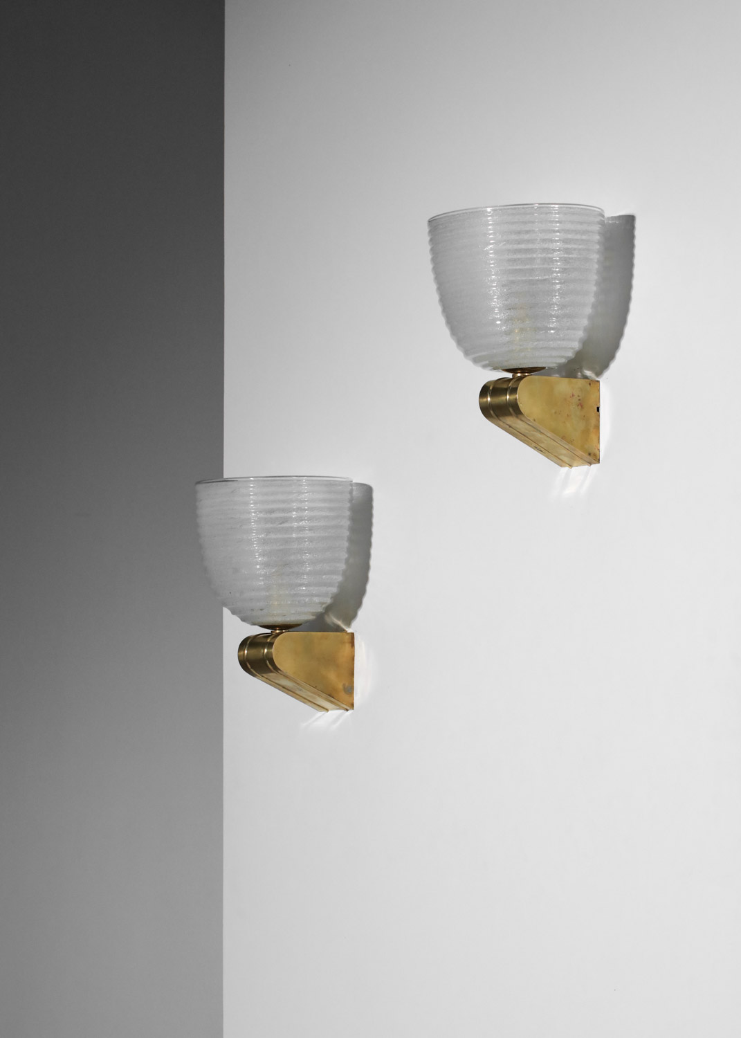 paire d'appliques en verre pulegoso italiennes années 50 - I604