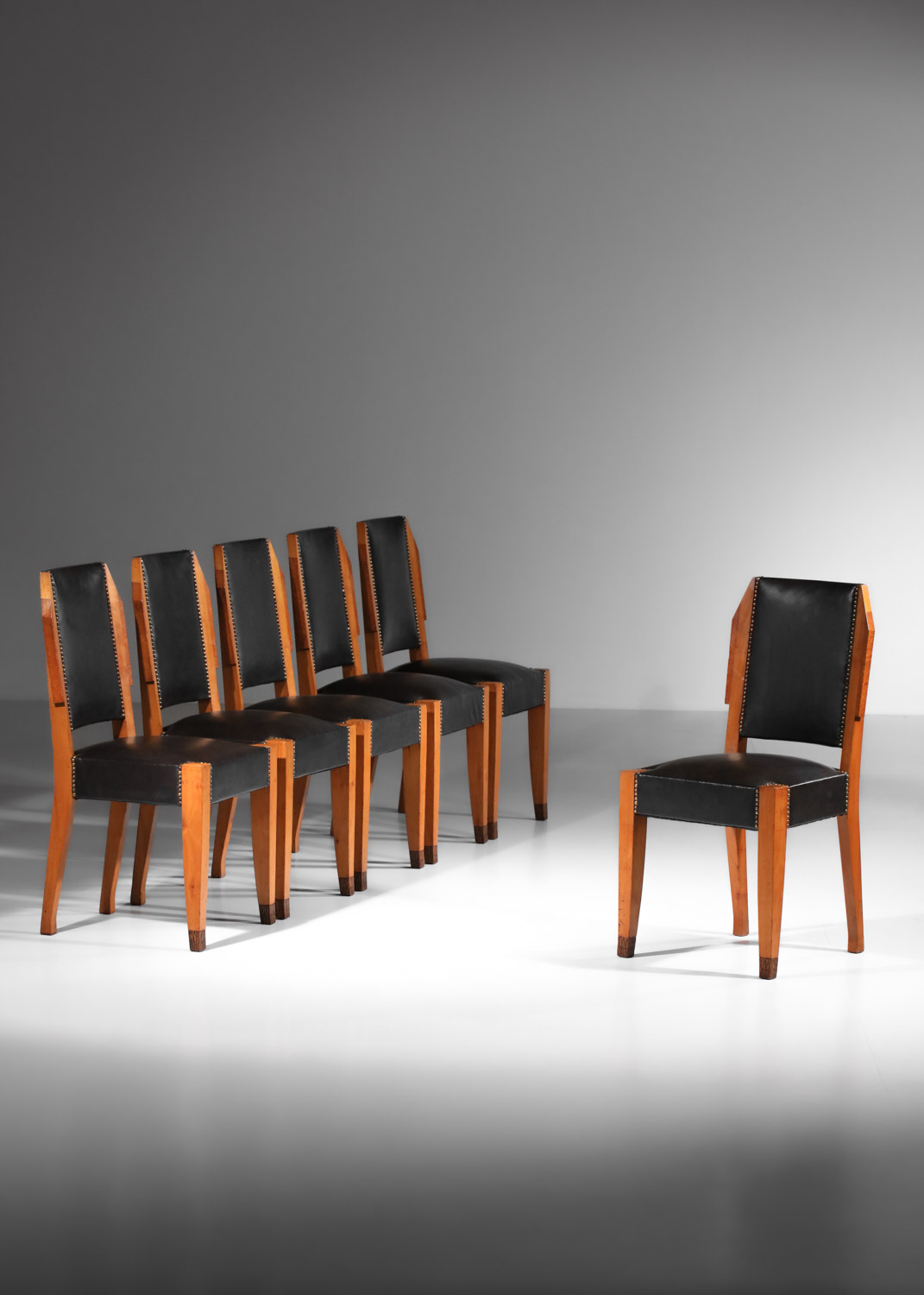 table de salle à manger et 8 chaises andré sornay en loupe d'amboine des années 30 art déco - G582 - G583