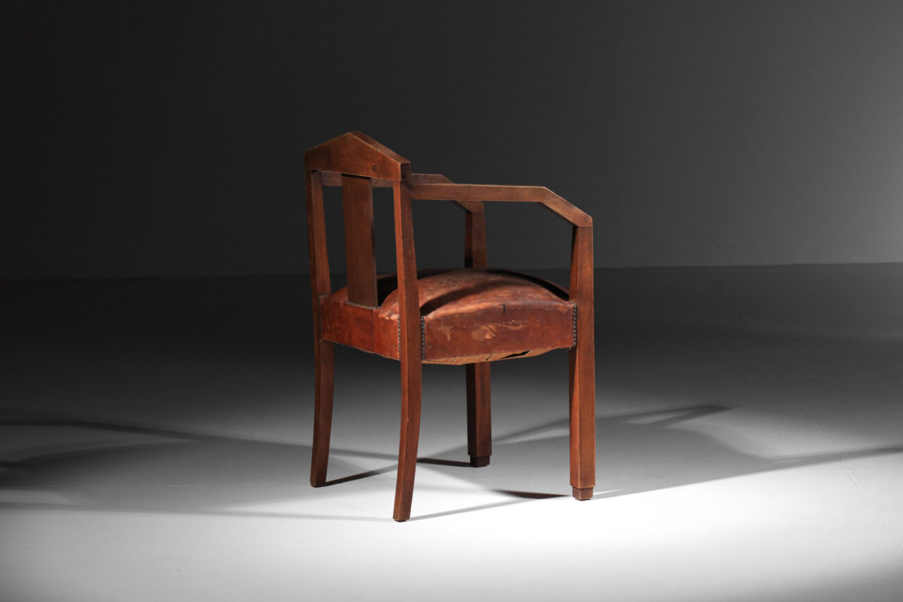 fauteuil d'apparat en cuir des années 30 moderniste - H734