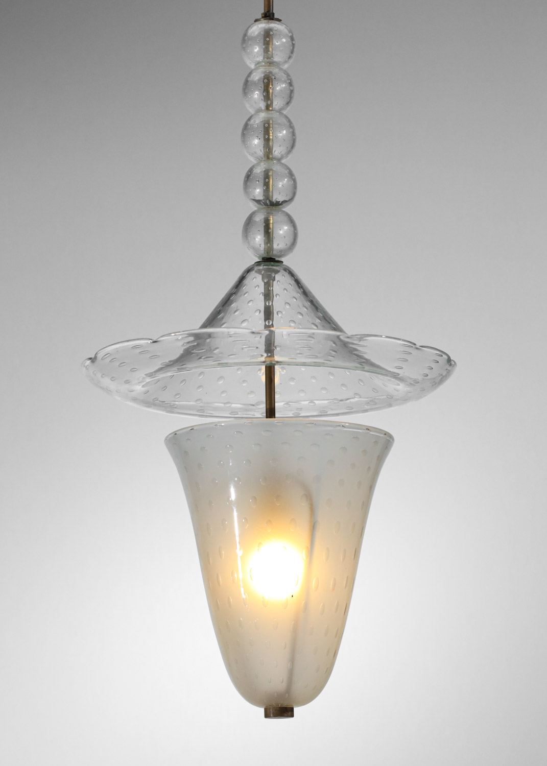lustre lanterne italien en verre de murano des années 40 50 I186
