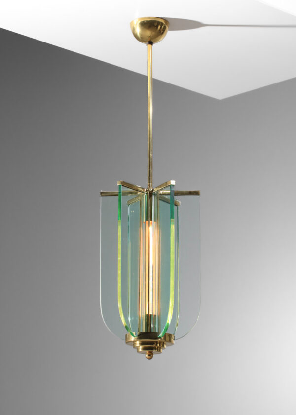 lustre italien en verre et laiton luigi fontana années 60 - J127