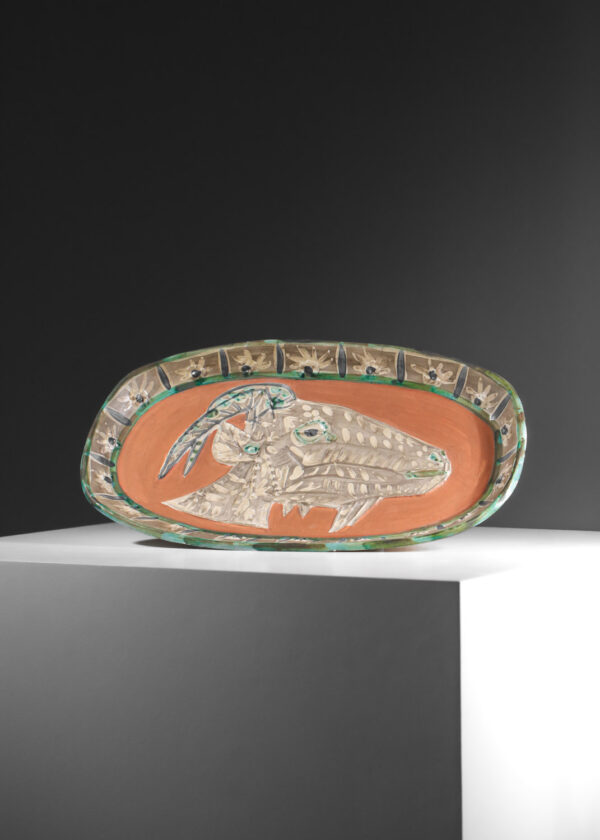 grand plat en céramique pablo picasso pour Madoura vallauris à décor de chèvre - G675