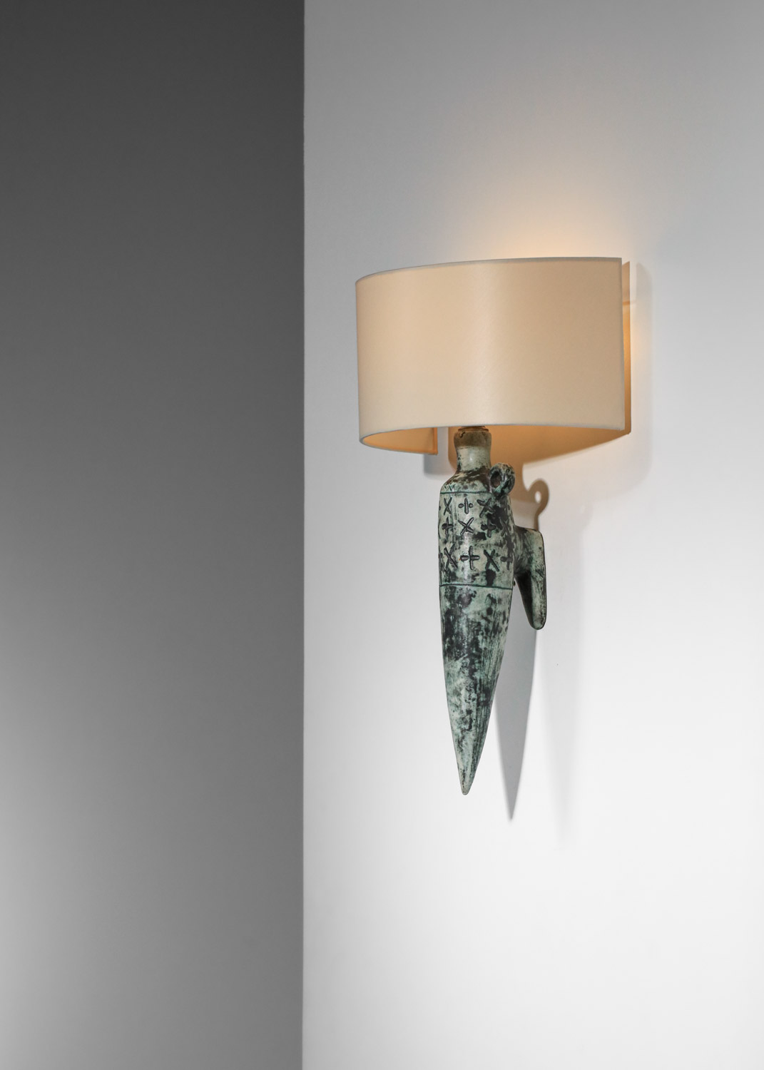 Jacques Blin ceramic wall lamp from the 60s with green cross decor - H656 - Image 7