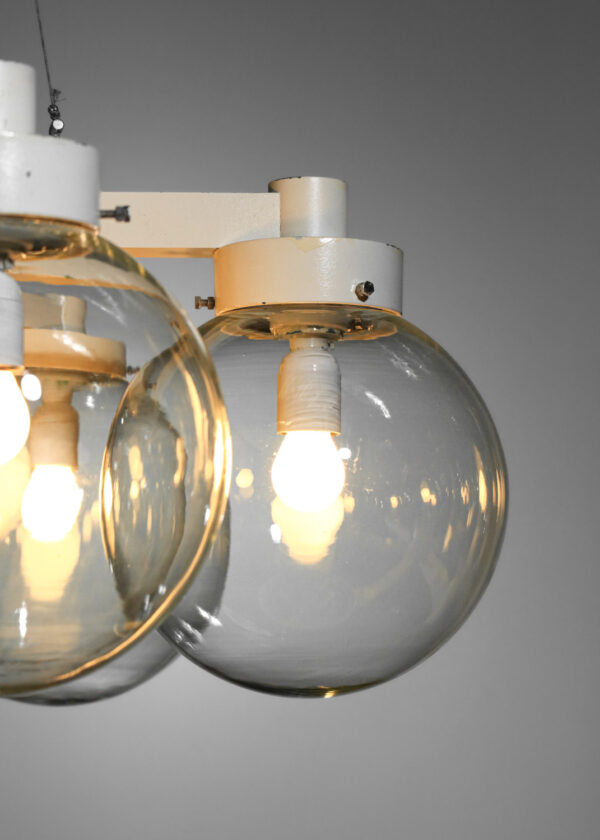lustre italien style BBPR studio années 70 en métal et verre - H354