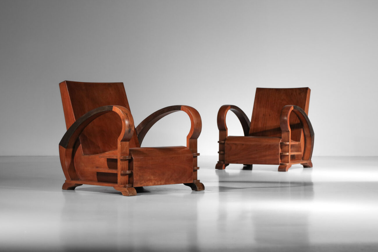 paire de fauteuils en bois années 30 40 - I700 - I701