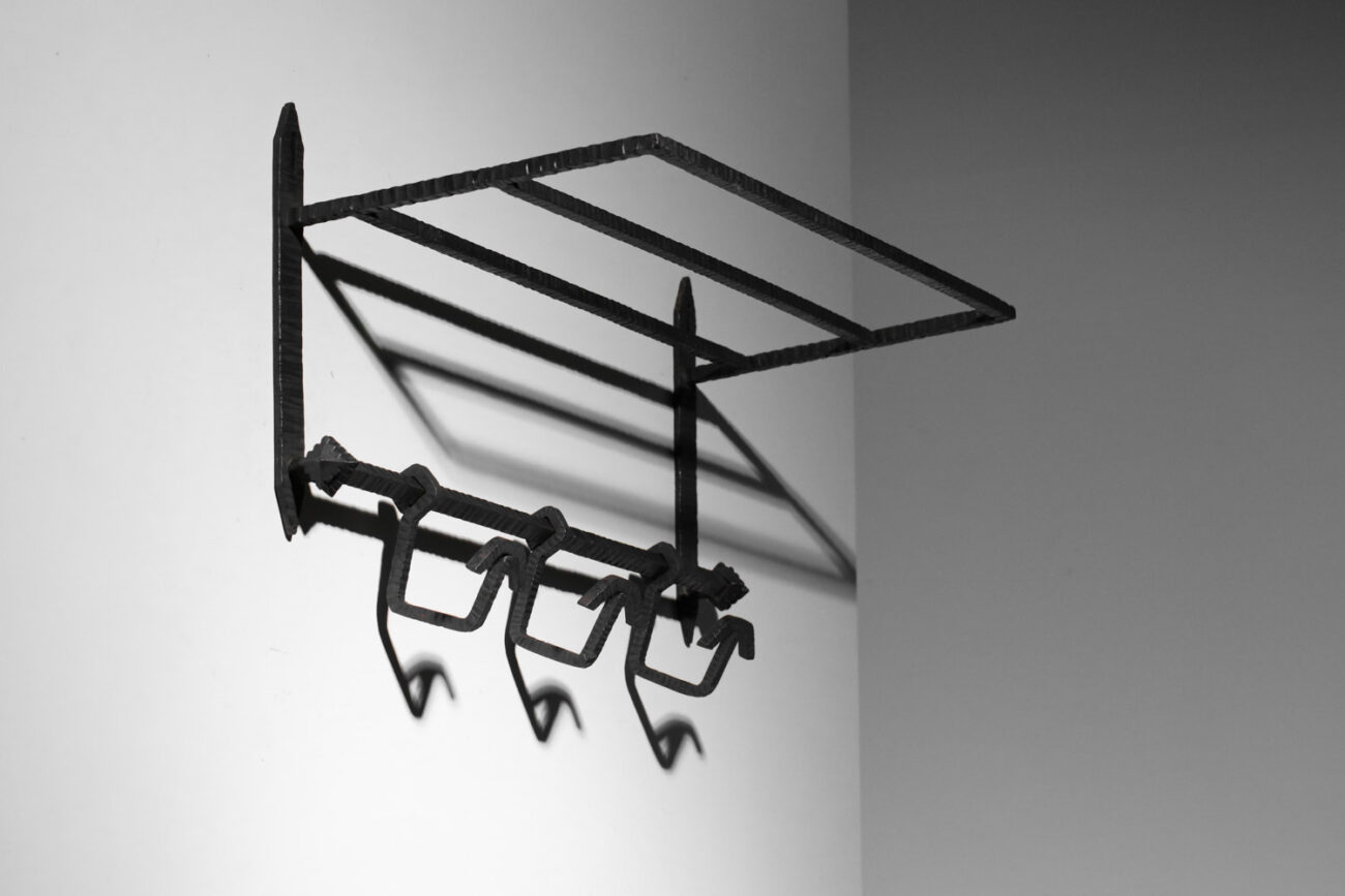 porte manteau patère en fer forgé battu des années 30 art déco - H021