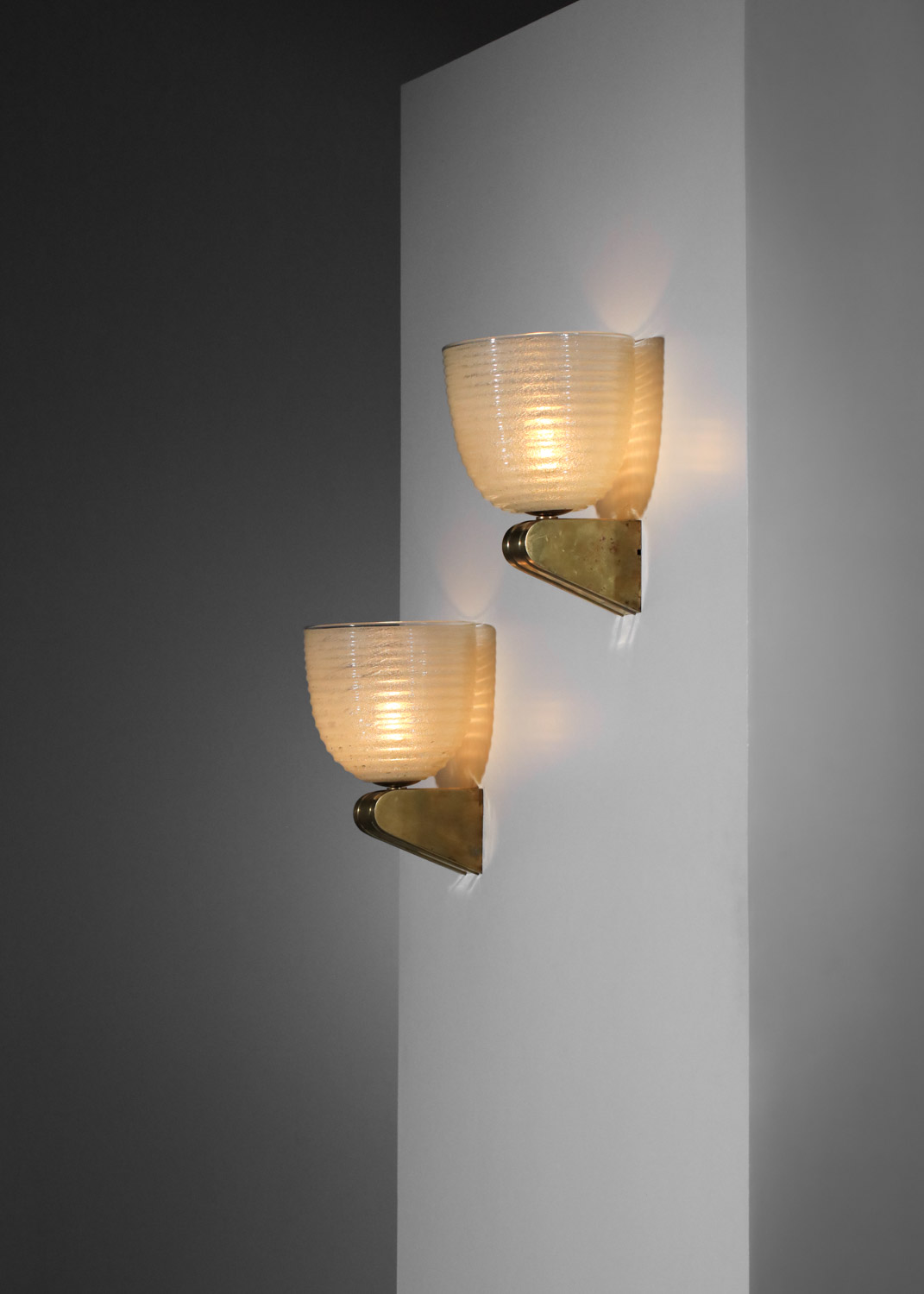 paire d'appliques en verre pulegoso italiennes années 50 - I604