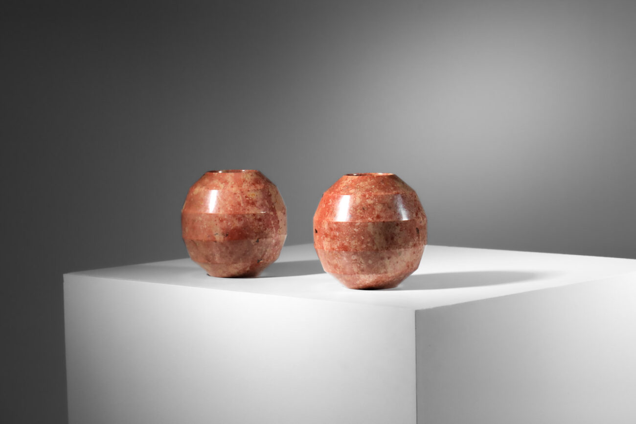 paire de vase en marbre rouge années 40 - I506