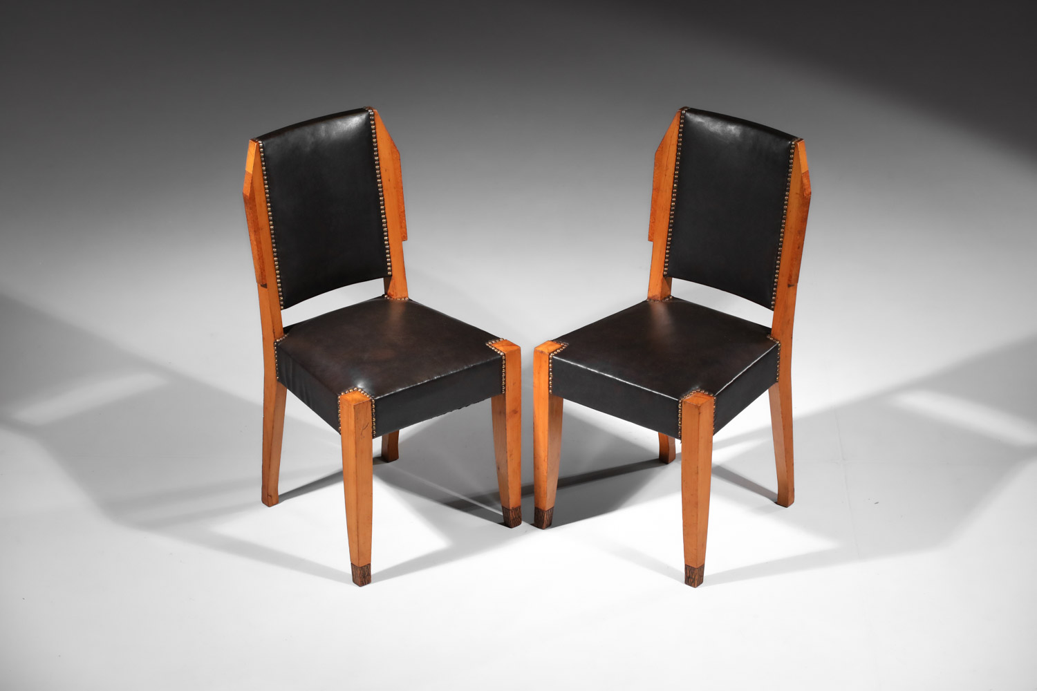 table de salle à manger et 8 chaises andré sornay en loupe d'amboine des années 30 art déco - G582 - G583