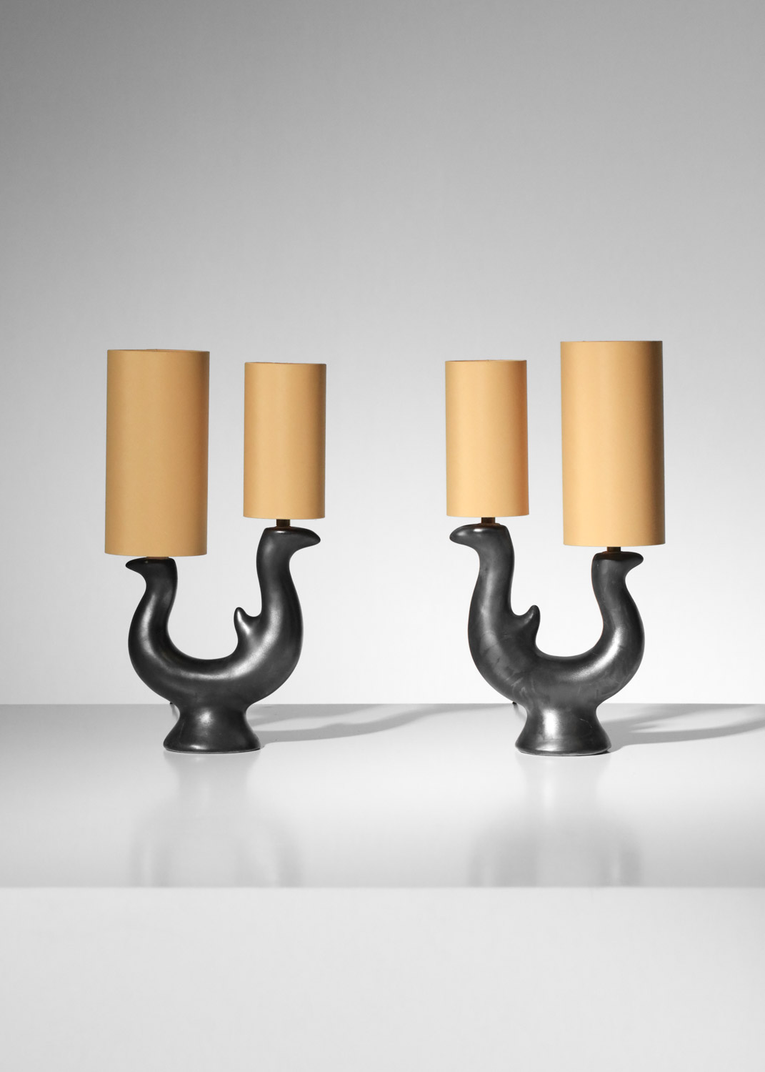 paire de lampes zoomorphes en céramique dans le goût de George Jouve H126