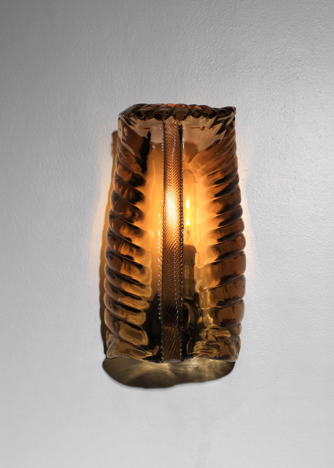 appliques italiennes en verre de murano ambré des années 50 venini J146