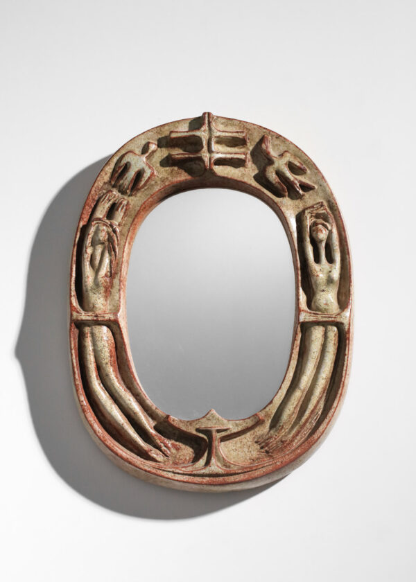miroir des années 40/ 50 non identifié en céramique - I479