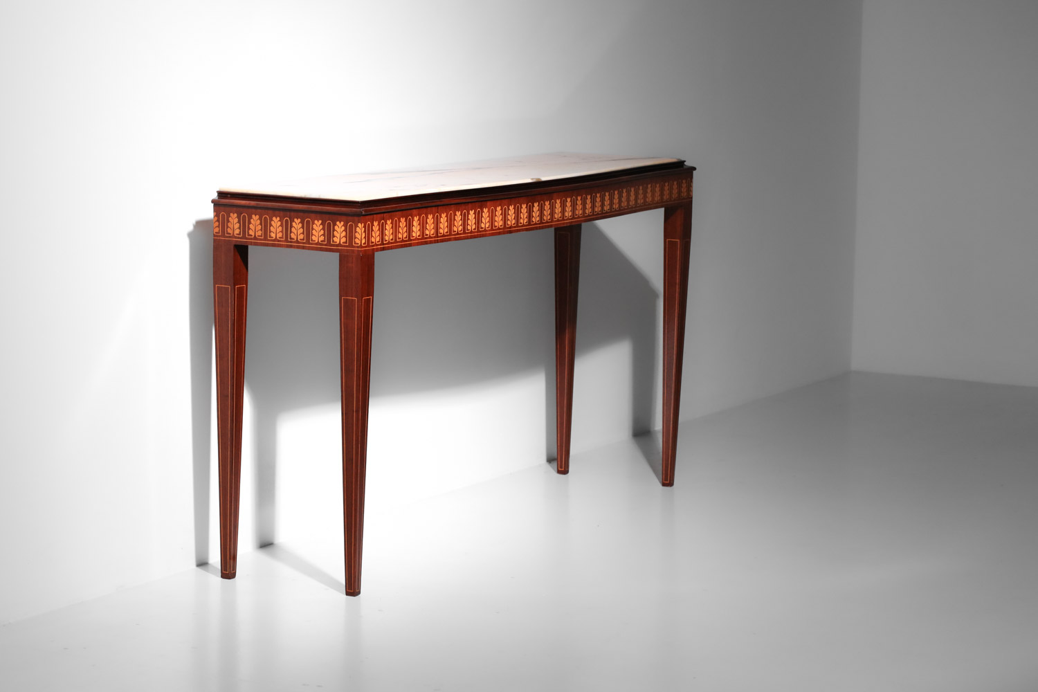 console itaienne attribué à paolo buffa marbre et marqueterie années 50 J327