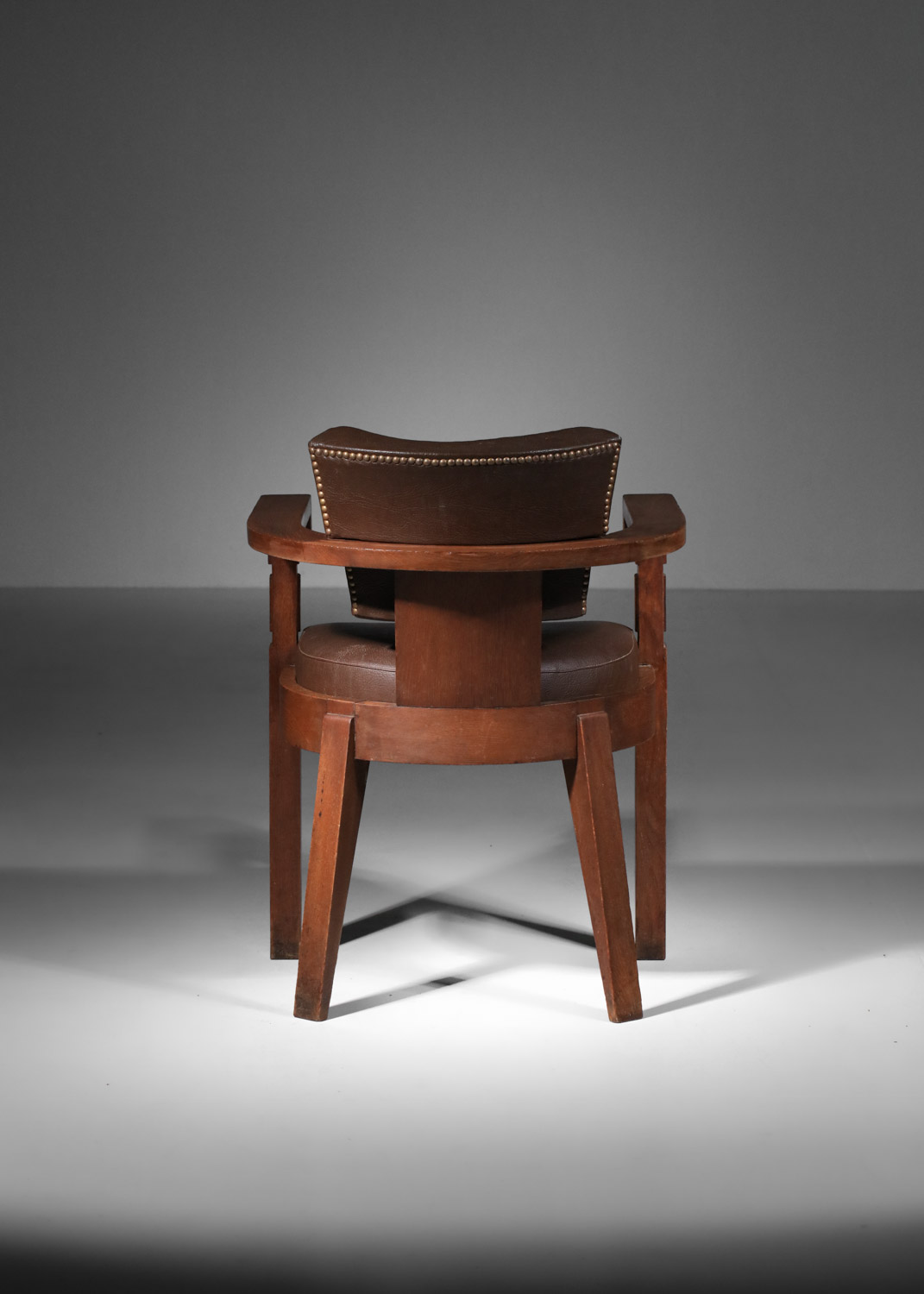Fauteuil de bureau charles dudouyt en chêne massif art déco années 30