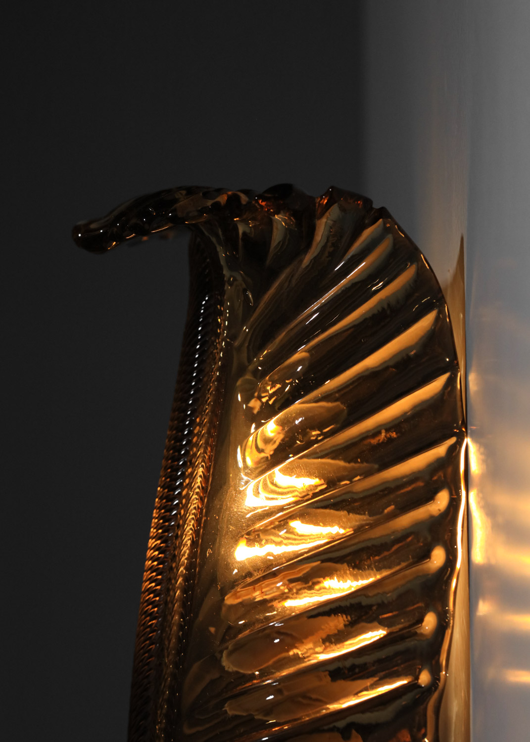 appliques italiennes en verre de murano ambré des années 50 venini J146