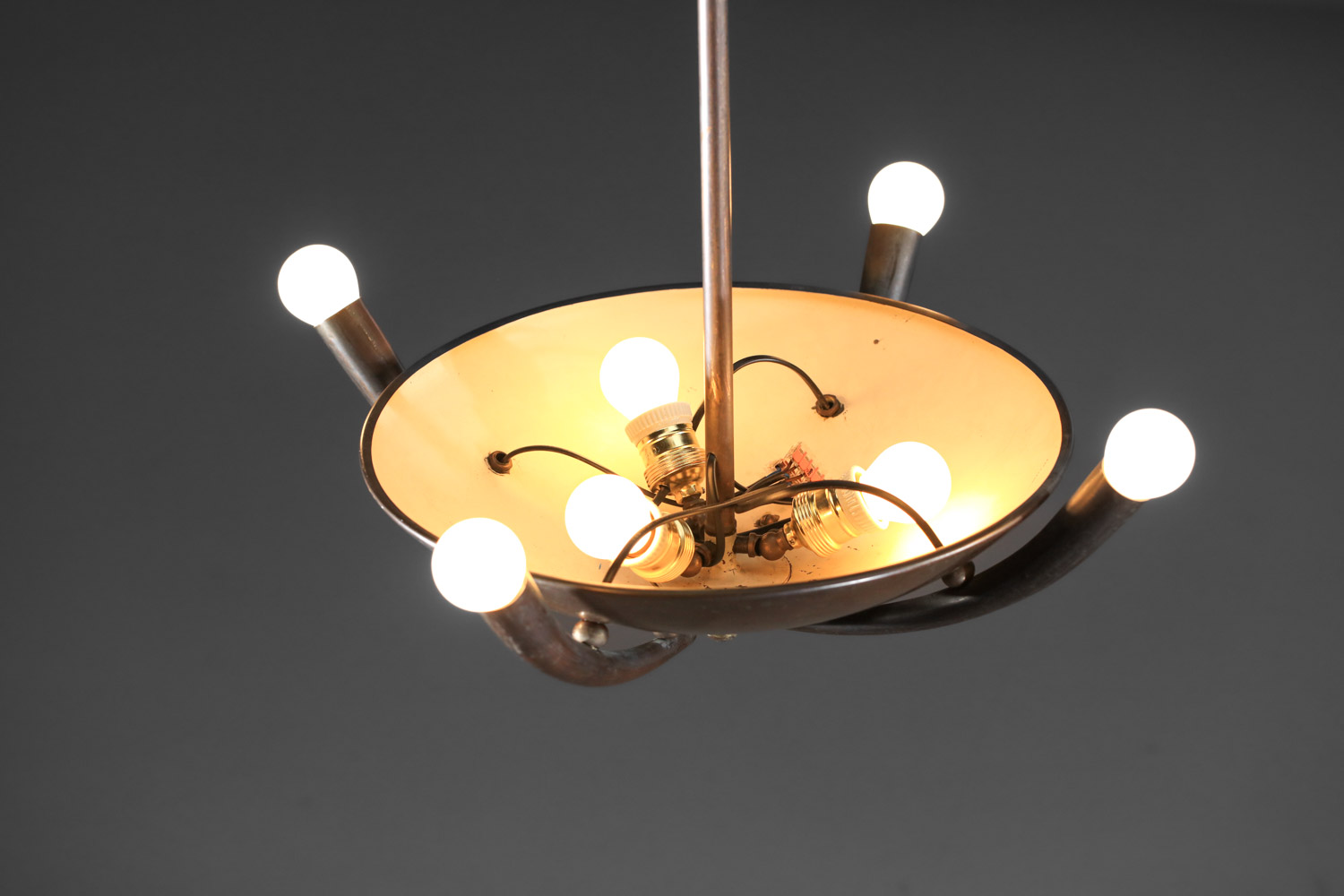 suspension italienne vasque en laiton des années 50 corne - J577