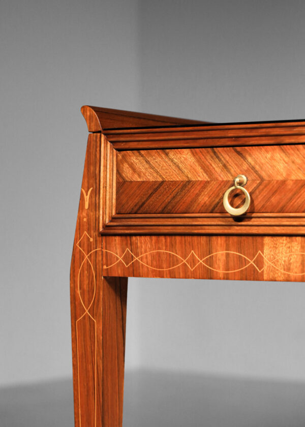 bureau italien par Paolo Buffa des années 60 marqueterie de bois et dalle de verre - G515