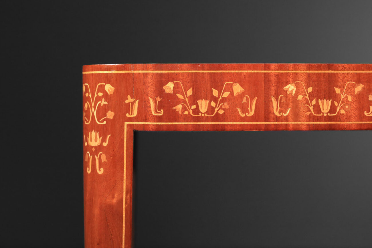 table à manger bureau suédoise Carl Cederholm marqueterie à décor floral - J206