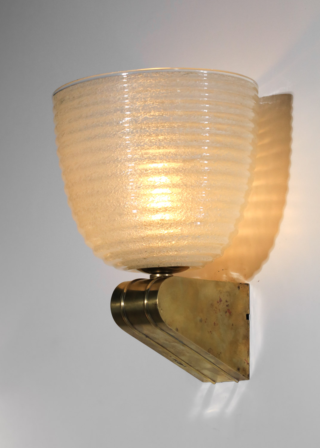 paire d'appliques en verre pulegoso italiennes années 50 - I604