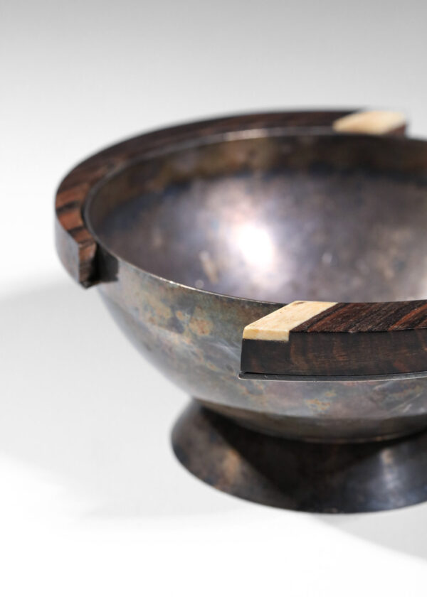 petite coupe bol moderniste en métal et palissandre