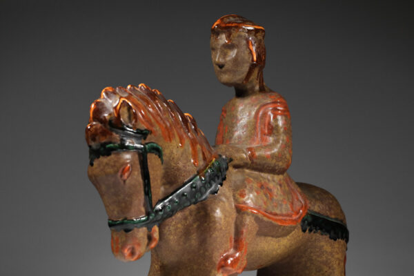 sculpture de cavalier en céramique la gentilhommiere charles dudouyt Années 40