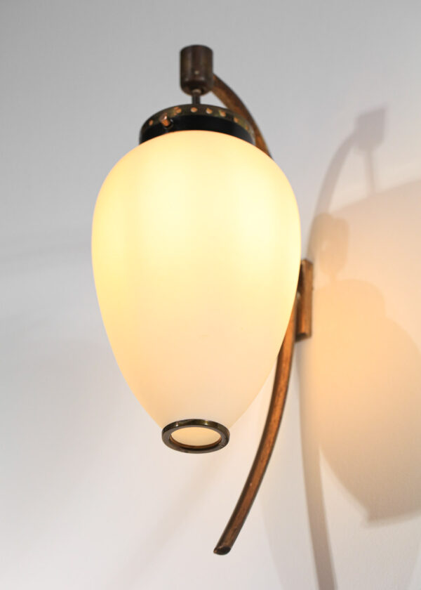 3 appliques italiennes attr à Stilnovo opaline olive suspendue - G678