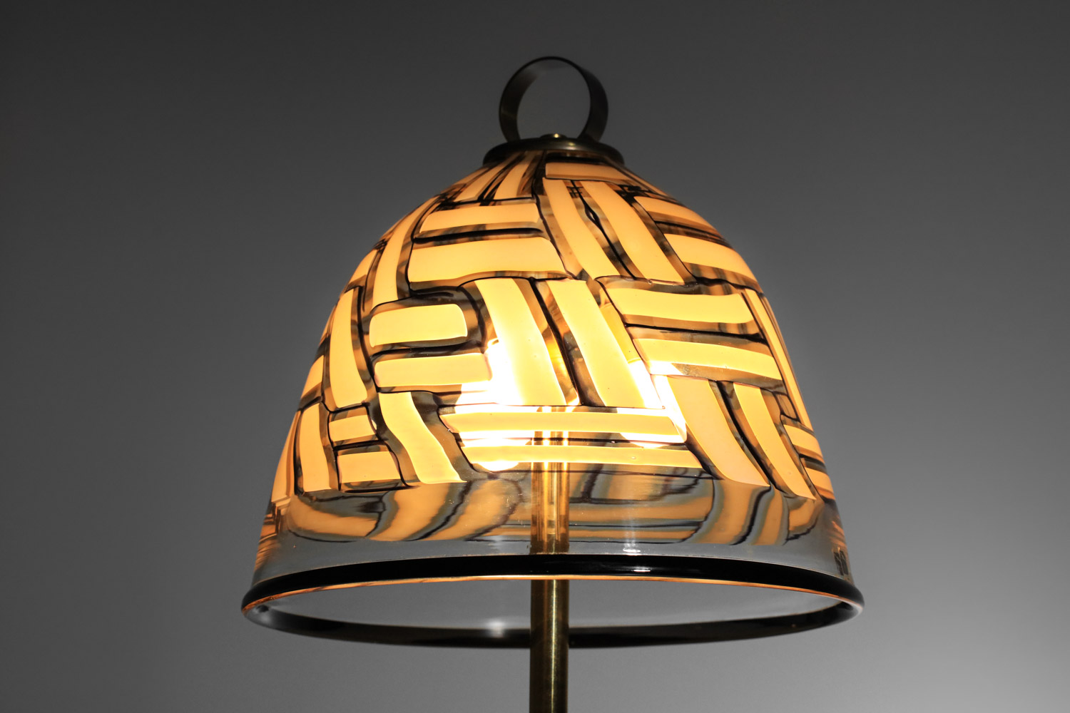 grande lampe de table italienne barovier et toso années 70 en verre et laiton - I168