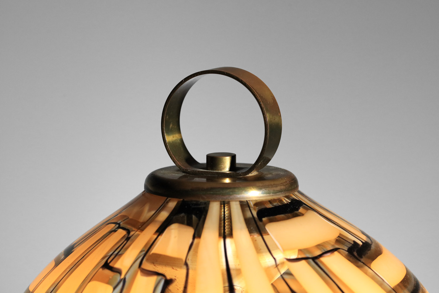 grande lampe de table italienne barovier et toso années 70 en verre et laiton - I168
