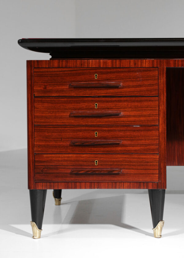 Bureau attribué à Vittorio Dassi palissandre et verre années 60 G725