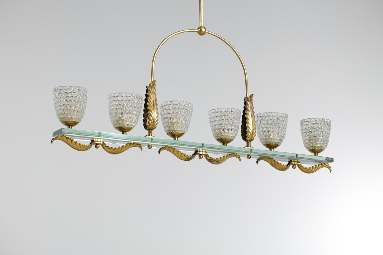 grand lustre italien années 50 6 tulipes en verre Barovier et Toso