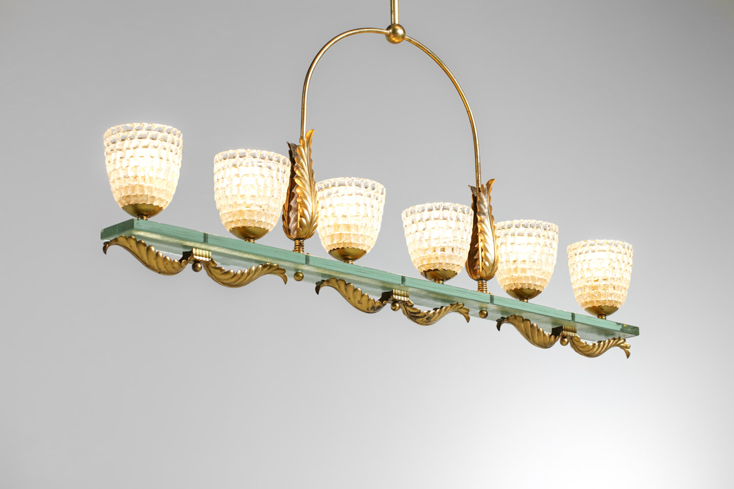 grand lustre italien années 50 6 tulipes en verre Barovier et Toso