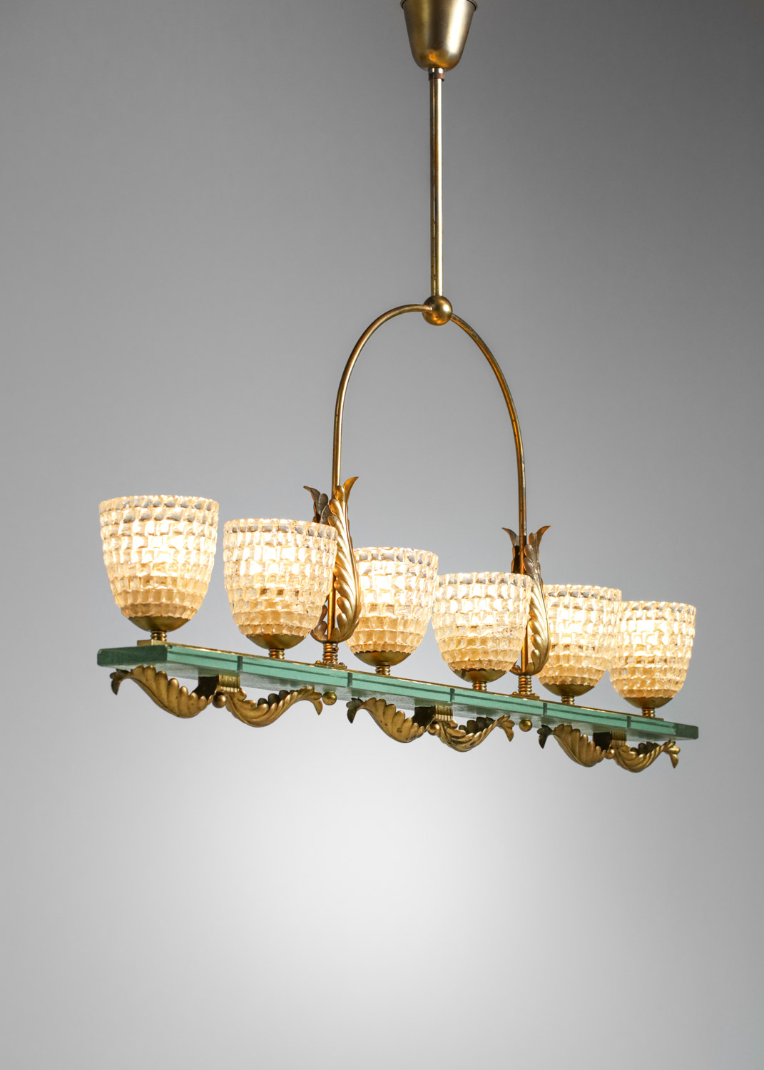 grand lustre italien années 50 6 tulipes en verre Barovier et Toso