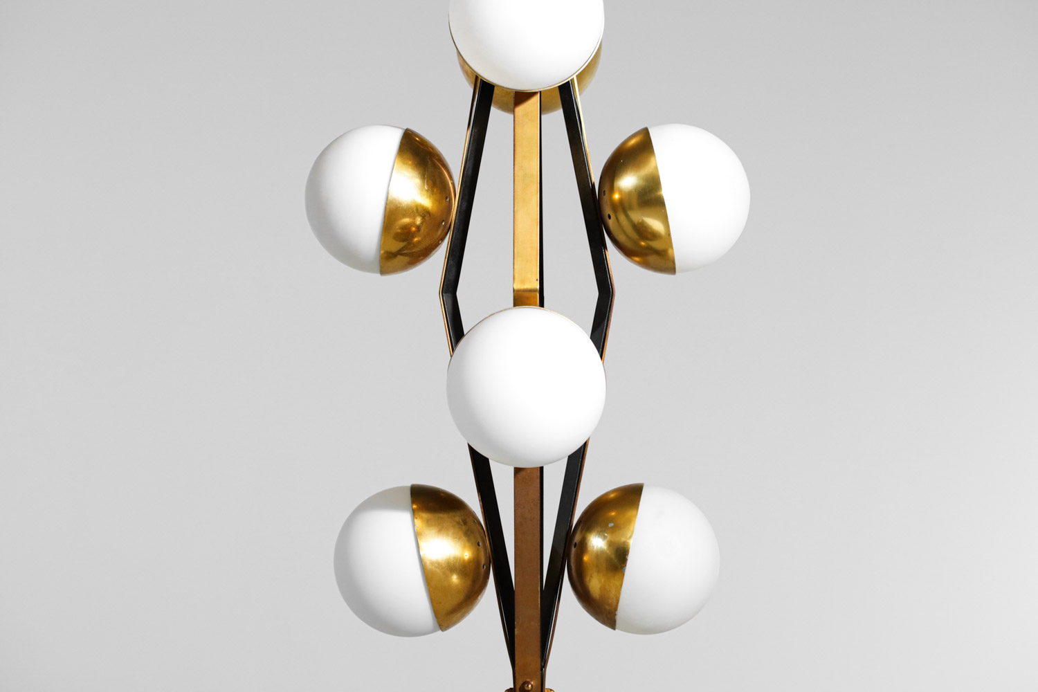 lustre italien stilnovo 8 boules en opaline original Années 60 - G336