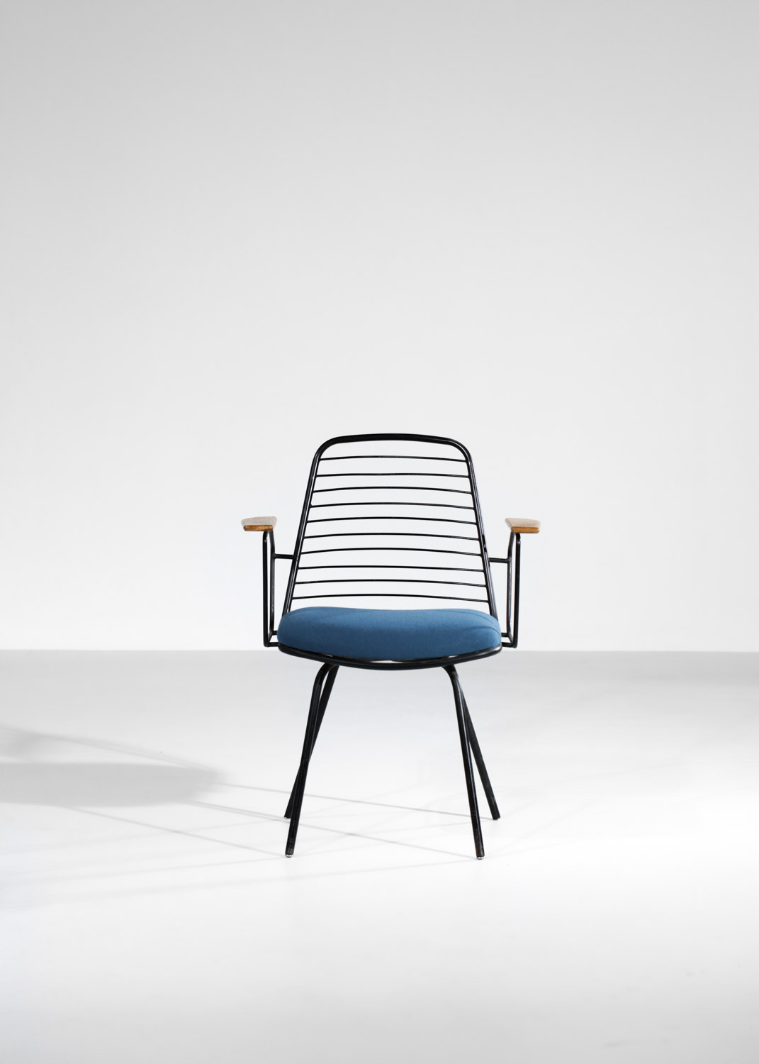 Chaise Jacques Tati Jean Louis Bonnant accoudoir bleu "Mon oncle" - H073