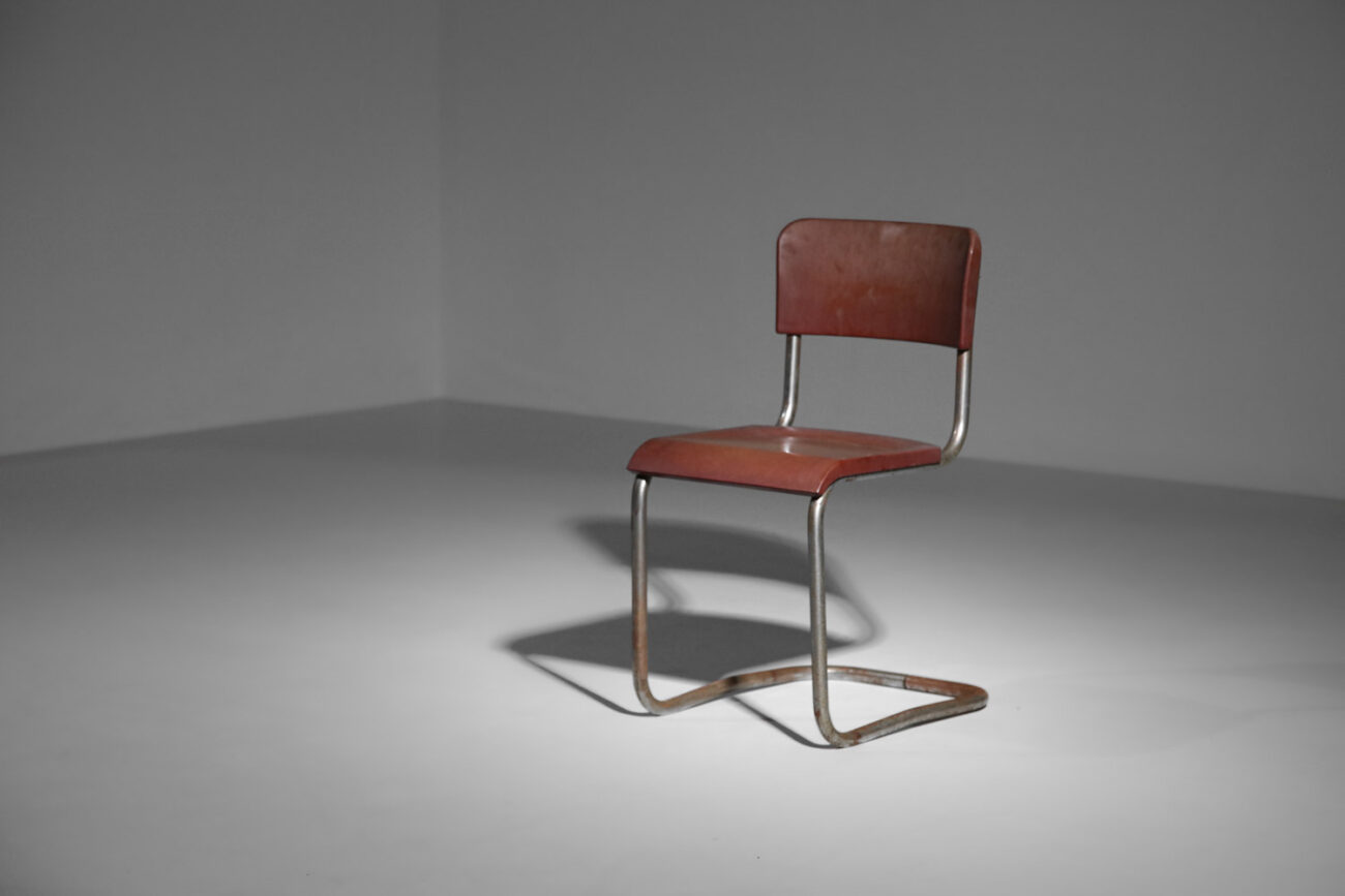 chaise tube chromé et bakélite attribuée à Emile Guillot - H142