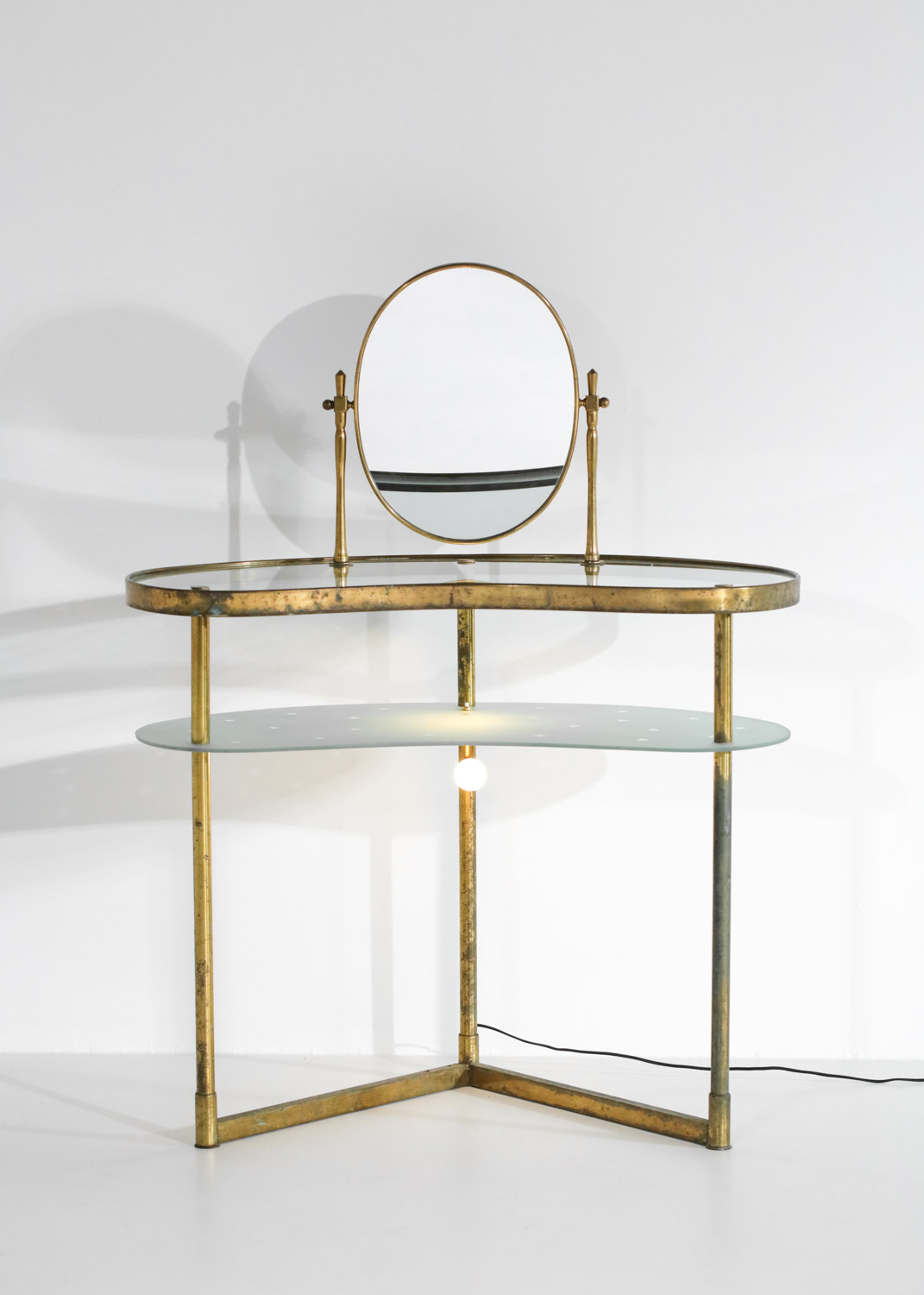 Italian dressing table attributed to Luigi Brusotti 50s in brass glass mirror - H109 - Image 10