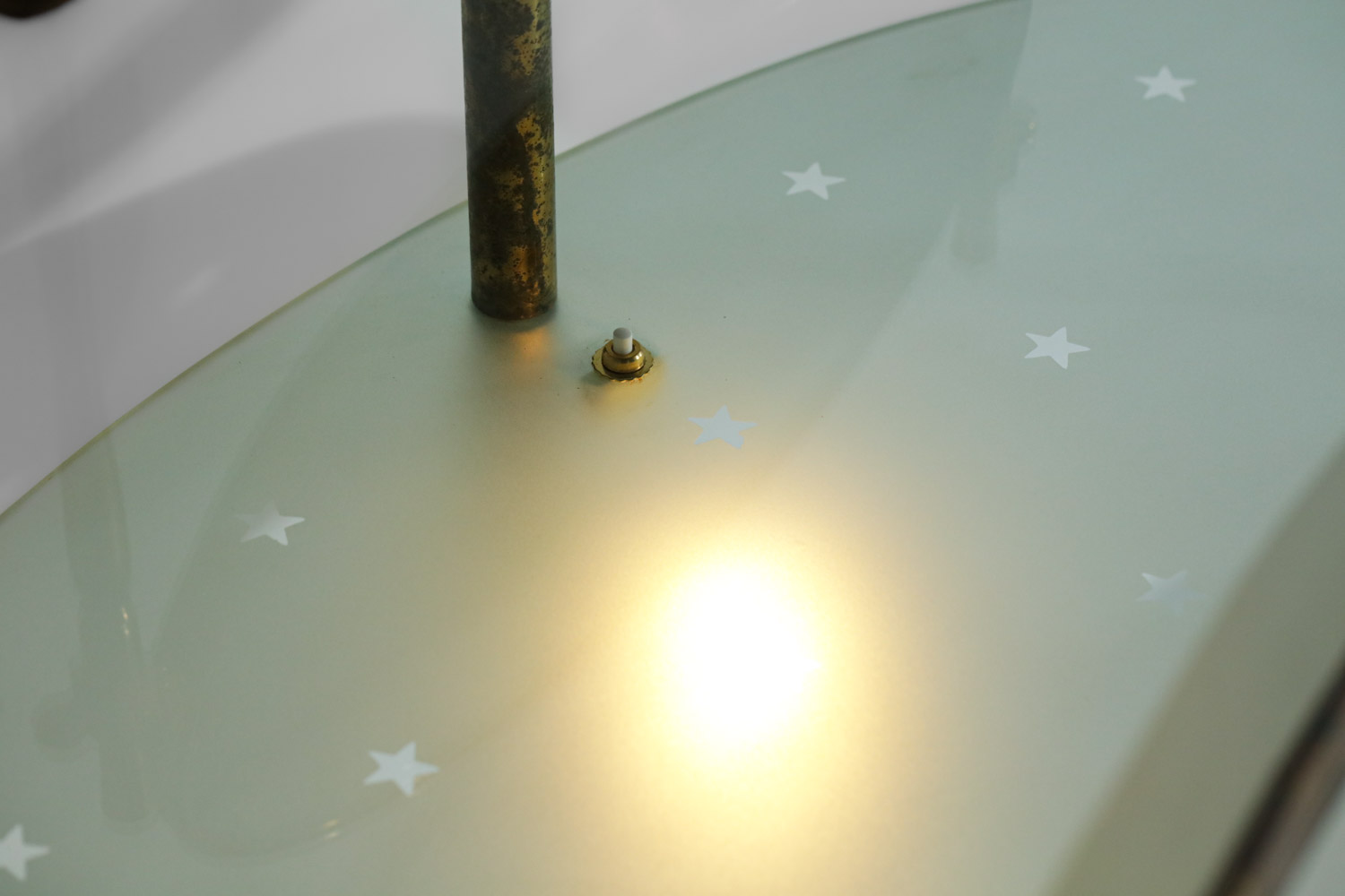 coiffeuse italienne attribuée à Luigi Brusotti années 50 en laiton verre miroir - H109