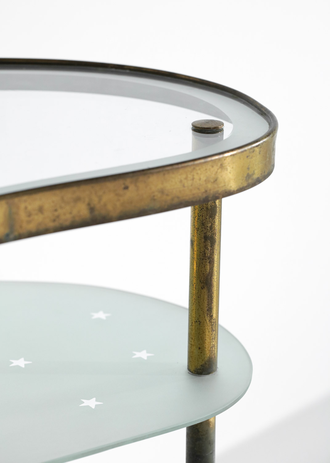 coiffeuse italienne attribuée à Luigi Brusotti années 50 en laiton verre miroir - H109