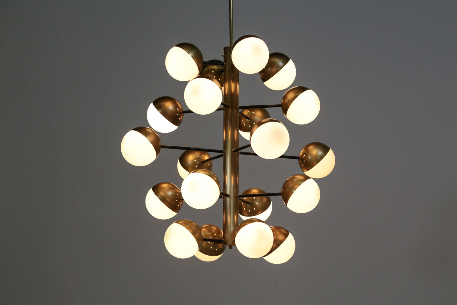 Grand lustre 20 boules stilnovo gino sarfatti vintage 25