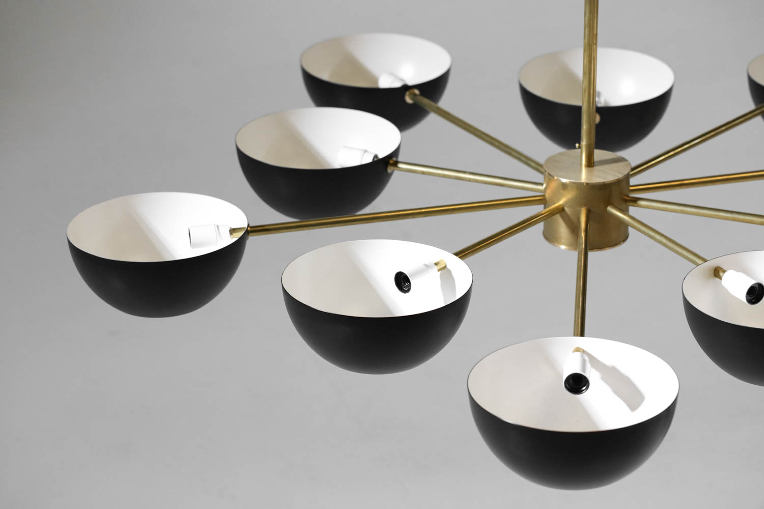 Grand lustre moderne italien 10 branches style Gino Sarfatti noir Gaia - EL113 bis