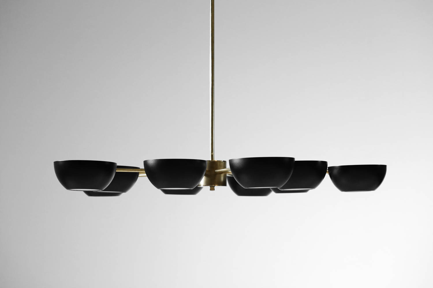 Grand lustre moderne italien 10 branches style Gino Sarfatti noir Gaia - EL113 bis