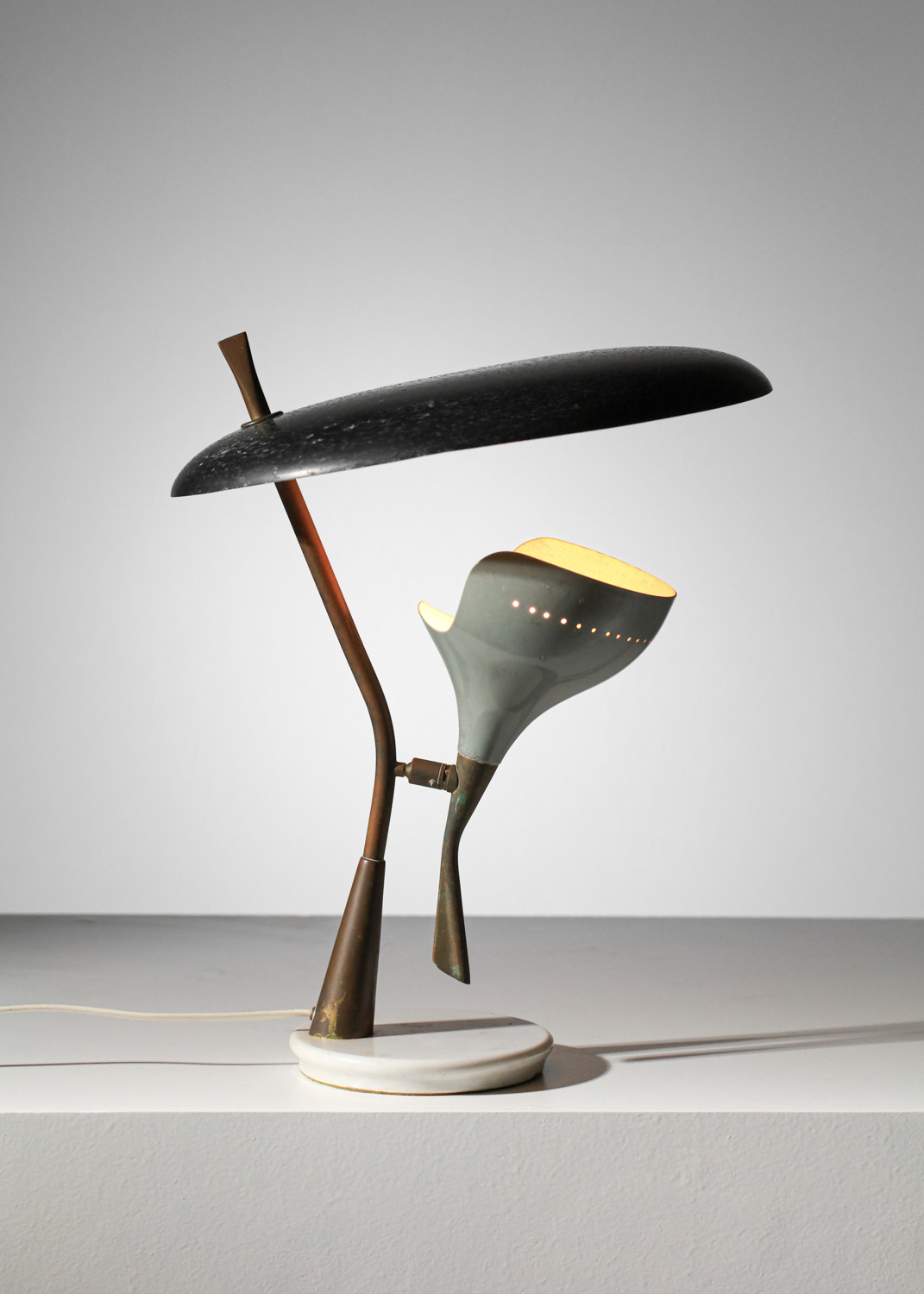 Lampe de table stillux italienne des années 60 grise et noire - G718