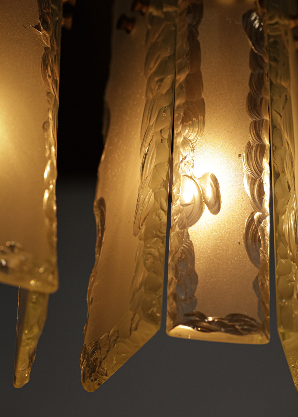 Lustre Fontana Arte verre dépoli années 60