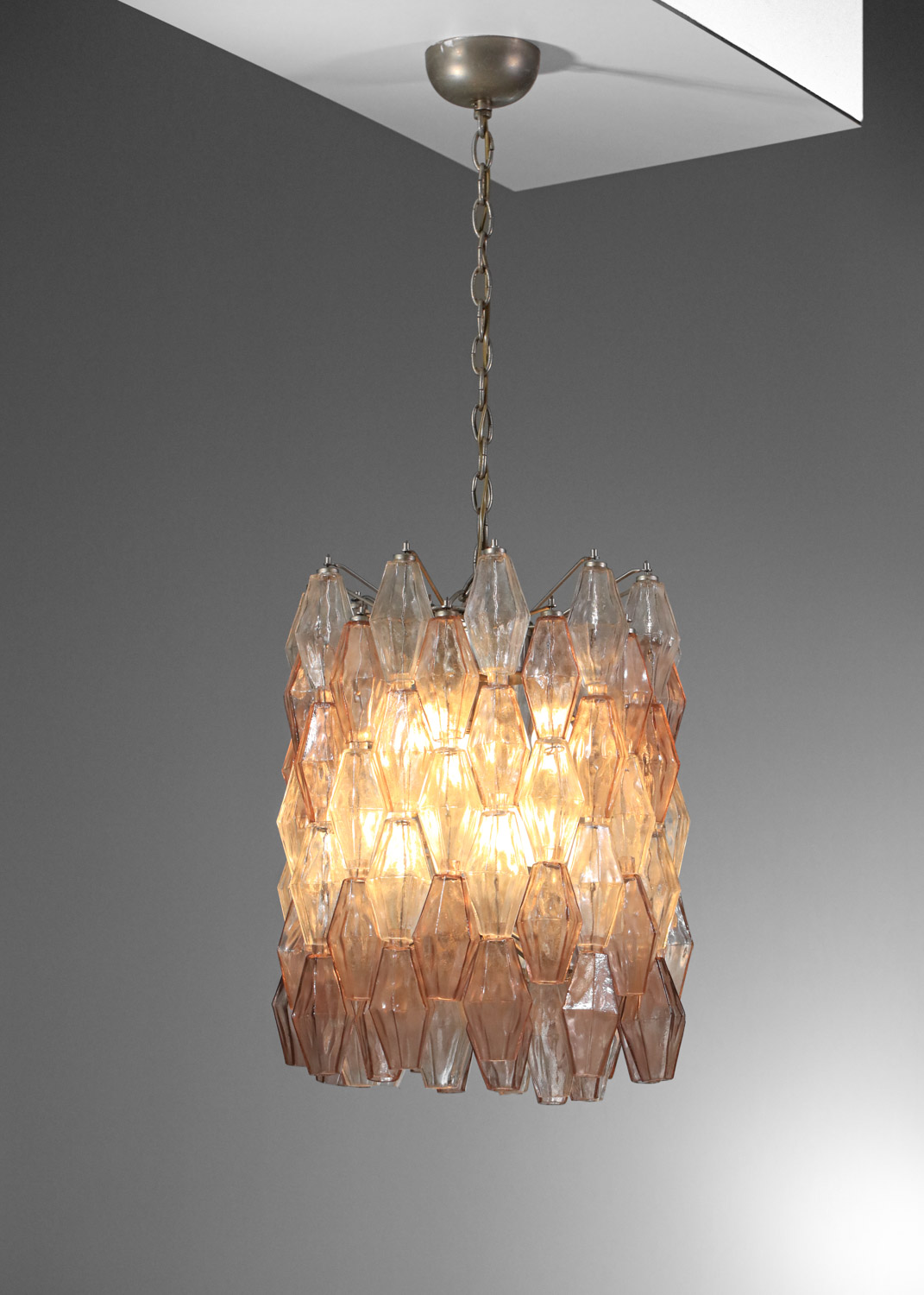 Lustre en verre polyhèdres originaux italien venini par Carlo Scarpa années 50 - G515
