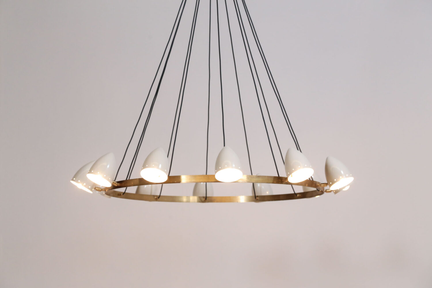 Lustre italien gino sarfatti design rond 12 abat jour ML106 Angelina