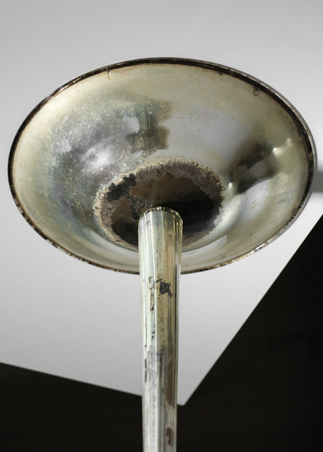 Lustre italien venini verre de murano années 30 40 en verre miroir oxydé patiné cloche I126