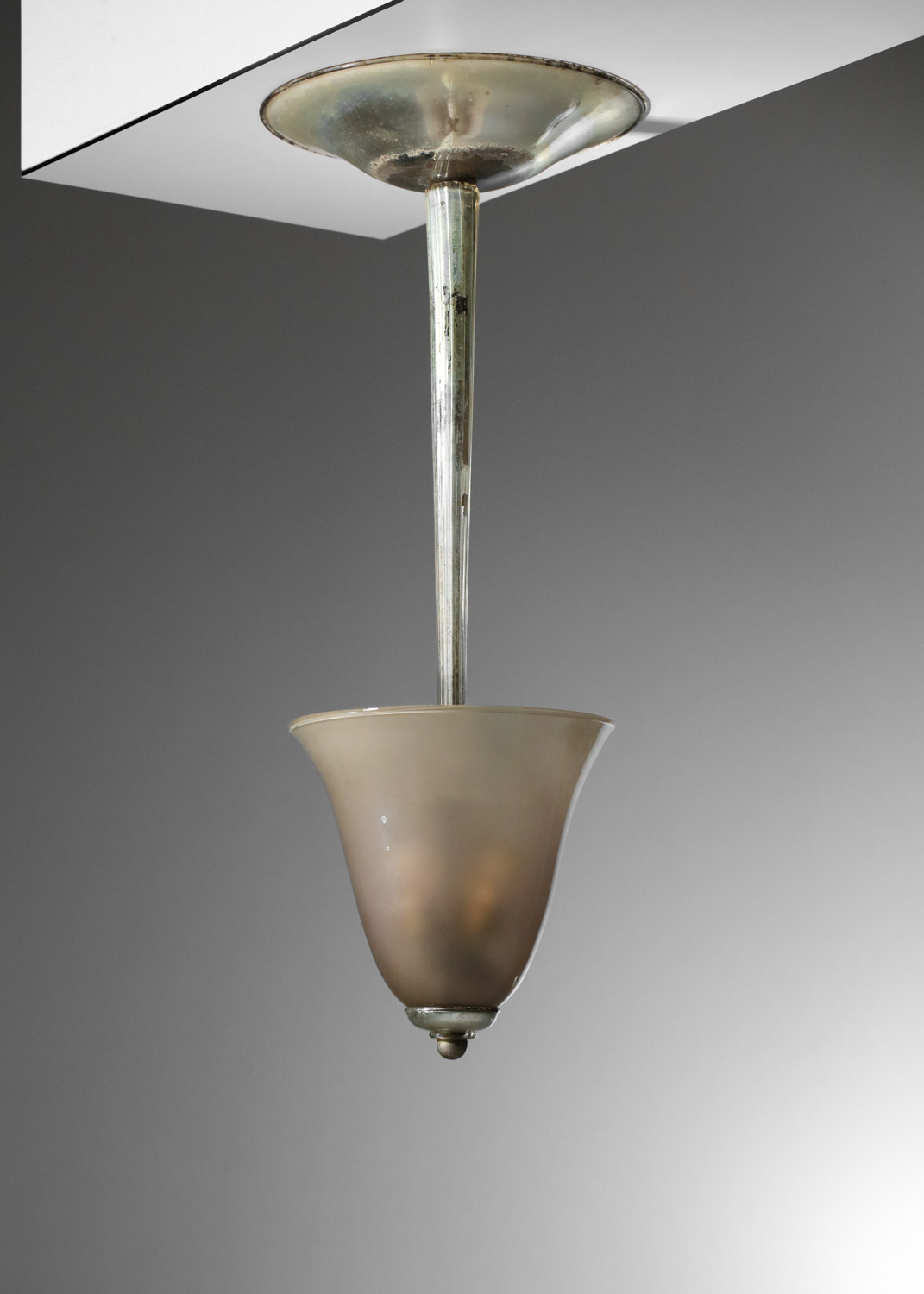 Lustre italien venini verre de murano années 30 40 en verre miroir oxydé patiné cloche I126
