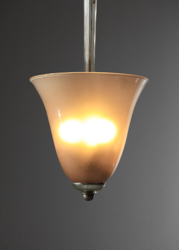 Lustre italien venini verre de murano années 30 40 en verre miroir oxydé patiné cloche I126