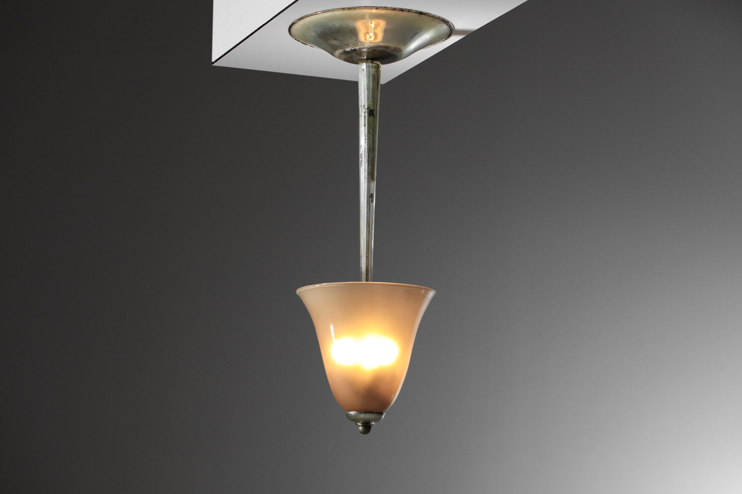 Lustre italien venini verre de murano années 30 40 en verre miroir oxydé patiné cloche I126